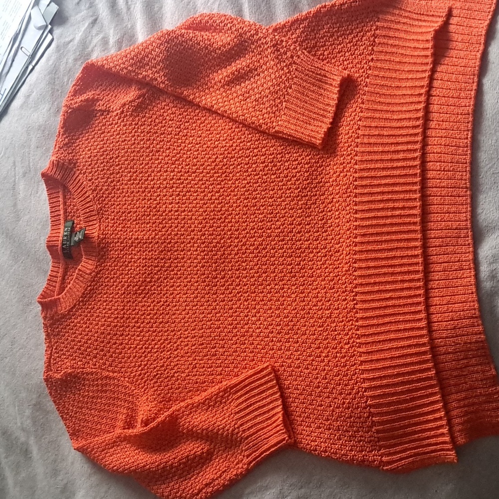Ralph Lauren Vibrant Orange Crew Neck Sweater Sz Med